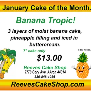 banana tropi and pineapple filling and iced in buttercream