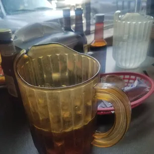 a pitcher of liquid