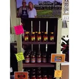 a display of honeys and jams