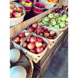 baskets of apples and melons