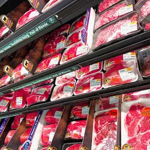meat on display in a grocery store
