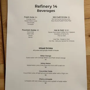 Beverage Menu