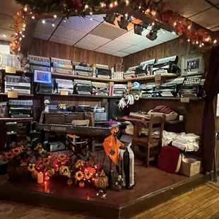 a music studio with lights and decorations