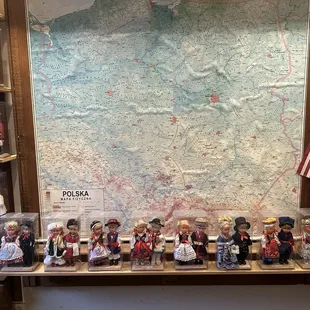 Polish map with various Polish dolls.