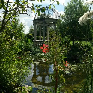 Gazebo view from behind the pond