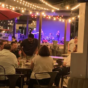 Outside seating with live band from Union