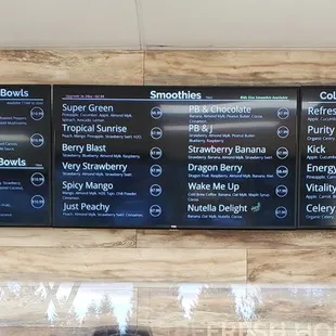 Menu (as of January 2023)