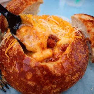 Chili Mac Bread Bowl - Off menu item, but if you ask (nicely) for it you should be able to order it :)