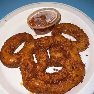Pepperoni Mickey-shaped Pretzel