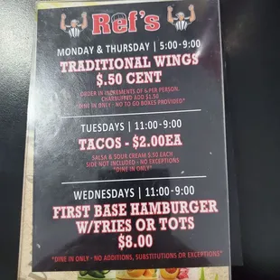menu