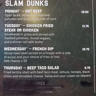 Daily specials