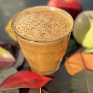 Caramel Apple Cider- made with real apple cider and sprinkled with cinnamon powder