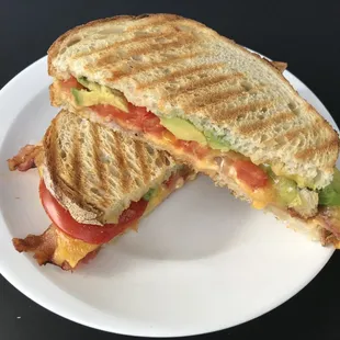 Bacon, avocado, tomato &amp; cheddar panini