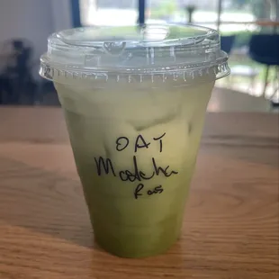 Iced Raspberry Matcha Latte with Oat Milk