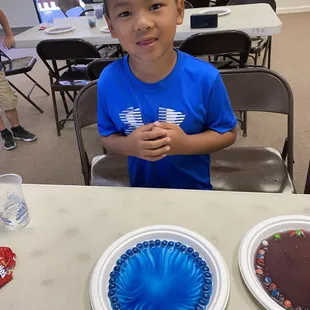 STEM - Skittles and warm milk - all blue skittles.