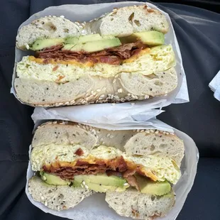 Egg Bacon Cheese Avocado breakfast bagel