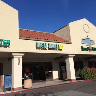 To the left of the Safeway