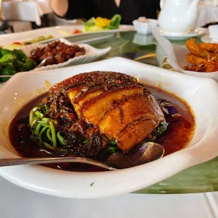 Braised Pork Belly w Mustard Greens &amp; Watercress