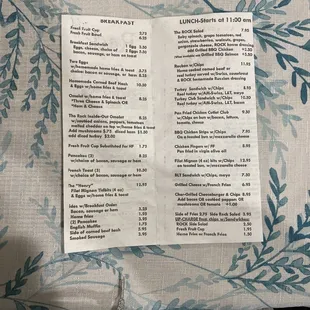 the menu