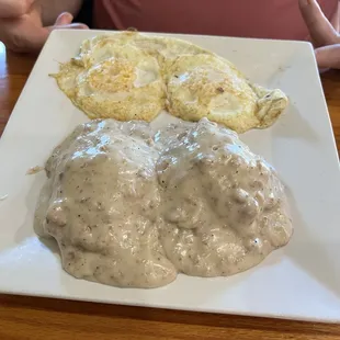 Biscuits and gravy breakfast.