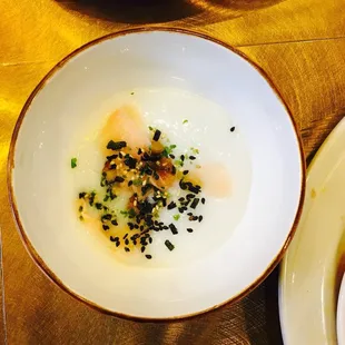 a bowl of soup on a table