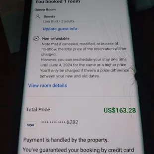 My confirmation on the reservation