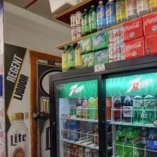 a display of soft drinks