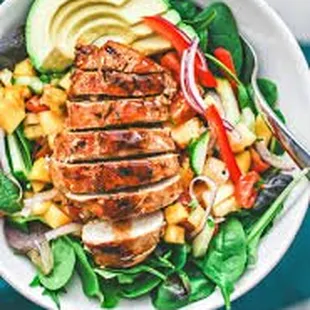 a bowl of chicken salad