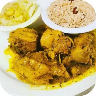 a plate of chicken and rice