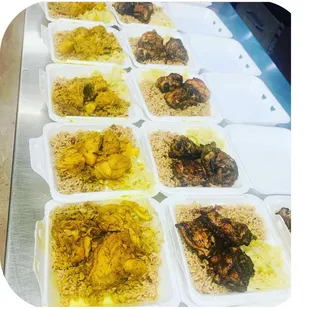 trays of food on a table