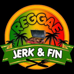 the logo for reggae jerk and fin