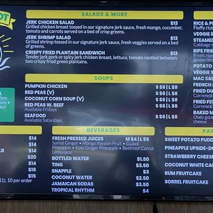 Menu as of July 2022