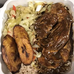 Jerk chicken platter .. love seasoning not too salty with a good kick