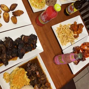 We had Oxtail, jerk wings, Fried Plantains, Jerk Chicken Box Lunch Special, Curry Chicken, Jamaican Patty, and Jamaican Soda!