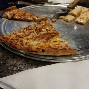 Bbq chicken pizza and bread sticks at Reggies in Greensburg is very good