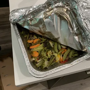 a pan of food on a table