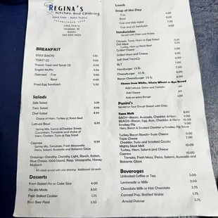 menu