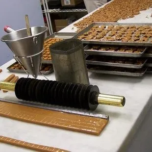 a counter with a variety of candies