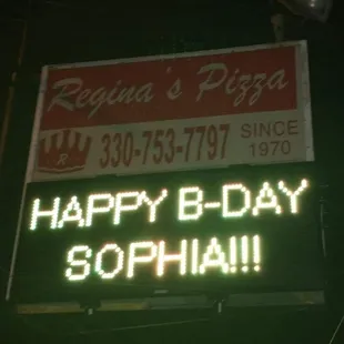 Celebration of a birthday at Regina's