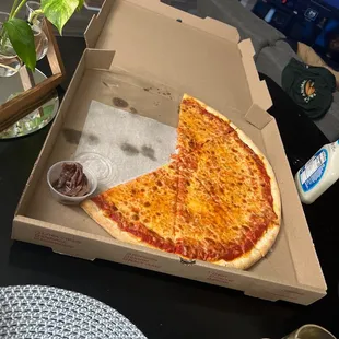 Well done cheese  w/anchovies on the side yum!