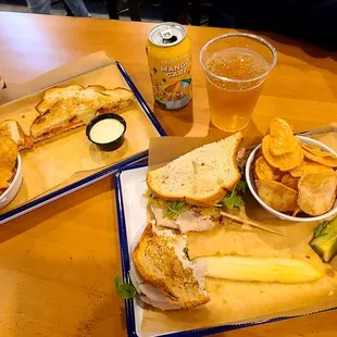 Here is the Wisconsin grilled cheese and the Turkey dinner