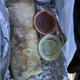 Sausage breakfast burrito.