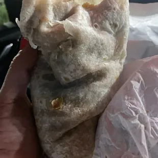 Bean and cheese burrito so huge it&apos;s hard to get a good pic of it all, lol.