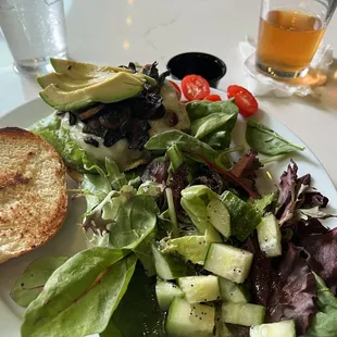 Steak burger with salad