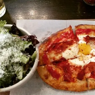 Speck and Egg Pizza
