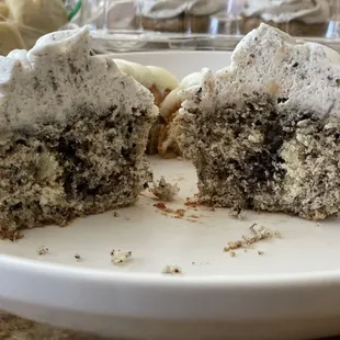 Inside of cookies and cream cupcake