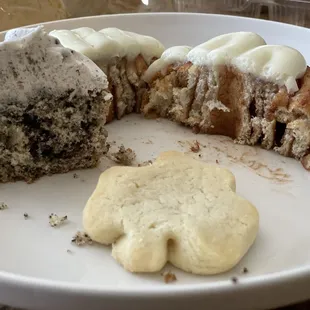 Yummy! Cupcake, cinnamon roll, and shortbread cookie.