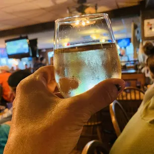 a person holding a glass of wine