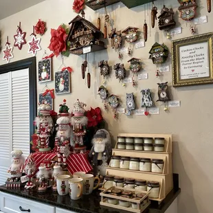a display of christmas decorations