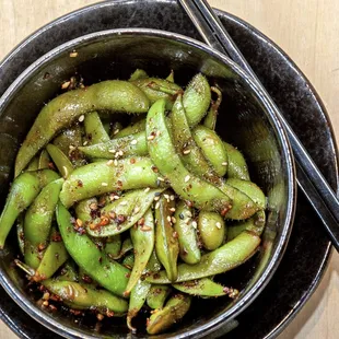 Spicy Garlic Edamame